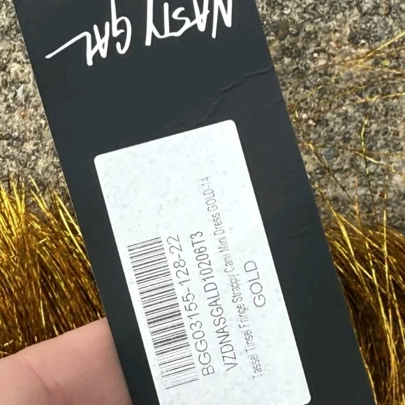 Nasty Gal Gold Tinsel Fringe Dress Sz 10 NWT - Picture 4 of 4